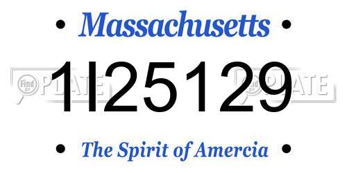 1I25129 Massachusetts License Plate