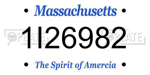 1I26982 Massachusetts License Plate