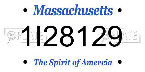 1I28129 Massachusetts License Plate