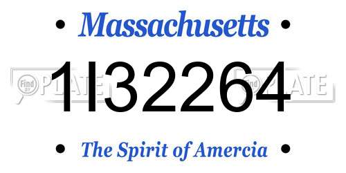 1I32264 Massachusetts License Plate