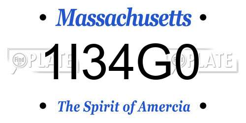1I34G0 Massachusetts License Plate