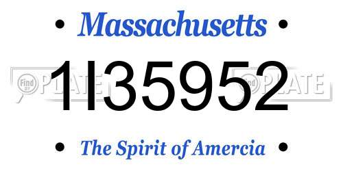 1I35952 Massachusetts License Plate