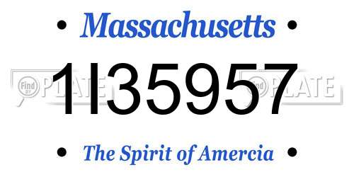 1I35957 Massachusetts License Plate