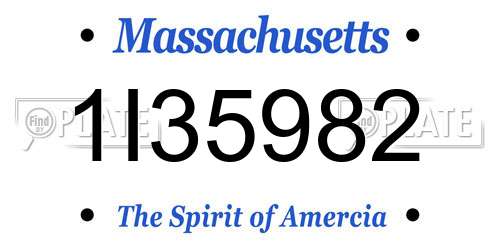 1I35982 Massachusetts License Plate