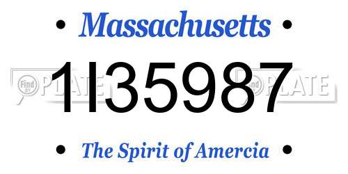 1I35987 Massachusetts License Plate