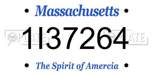 1I37264 Massachusetts License Plate