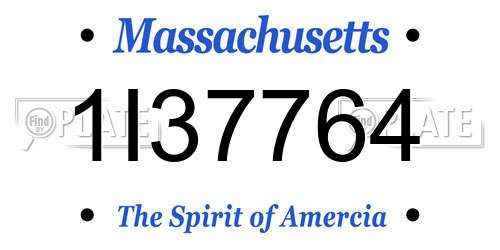 1I37764 Massachusetts License Plate
