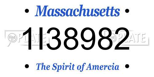 1I38982 Massachusetts License Plate