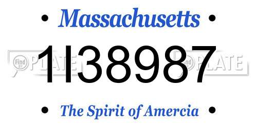 1I38987 Massachusetts License Plate