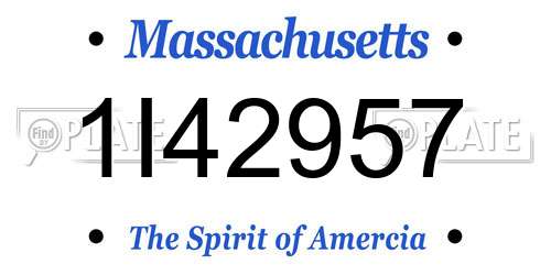 1I42957 Massachusetts License Plate
