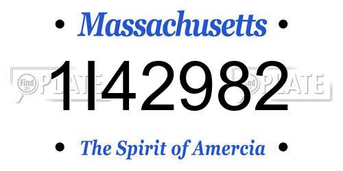 1I42982 Massachusetts License Plate