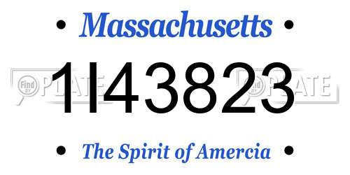 1I43823 Massachusetts License Plate