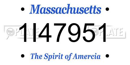 1I47951 Massachusetts License Plate