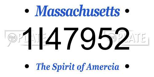 1I47952 Massachusetts License Plate