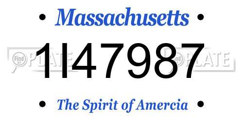 1I47987 Massachusetts License Plate