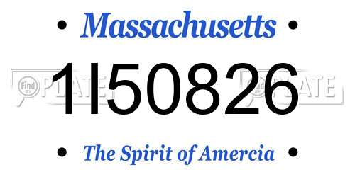 1I50826 Massachusetts License Plate