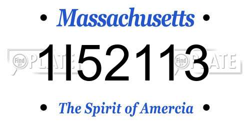 1I52113 Massachusetts License Plate