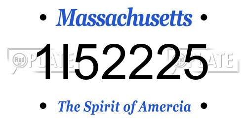 1I52225 Massachusetts License Plate