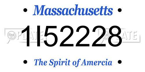 1I52228 Massachusetts License Plate