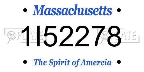 1I52278 Massachusetts License Plate