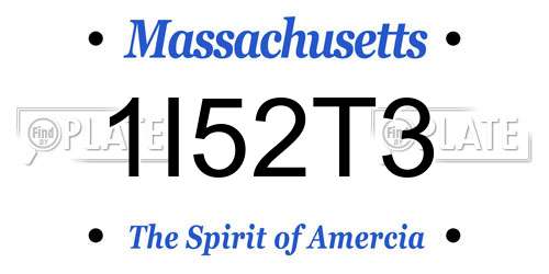 1I52T3 Massachusetts License Plate