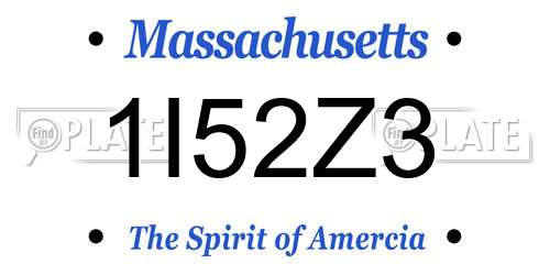 1I52Z3 Massachusetts License Plate