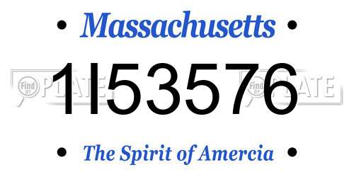 1I53576 Massachusetts License Plate