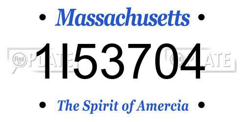 1I53704 Massachusetts License Plate