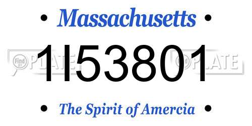 1I53801 Massachusetts License Plate