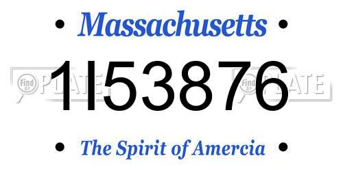 1I53876 Massachusetts License Plate