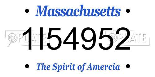 1I54952 Massachusetts License Plate