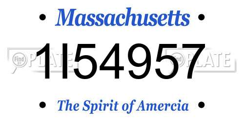 1I54957 Massachusetts License Plate