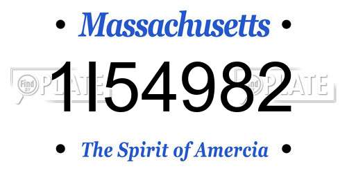 1I54982 Massachusetts License Plate