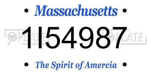 1I54987 Massachusetts License Plate