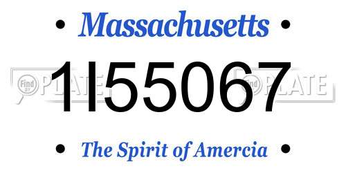 1I55067 Massachusetts License Plate