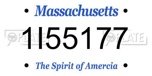 1I55177 Massachusetts License Plate