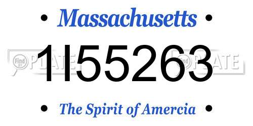 1I55263 Massachusetts License Plate