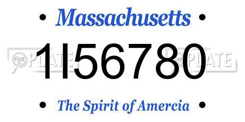 1I56780 Massachusetts License Plate