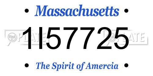 1I57725 Massachusetts License Plate