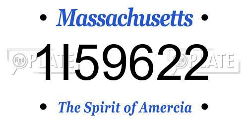 1I59622 Massachusetts License Plate