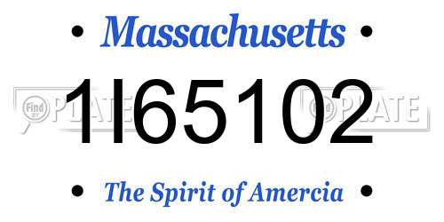 1I65102 Massachusetts License Plate