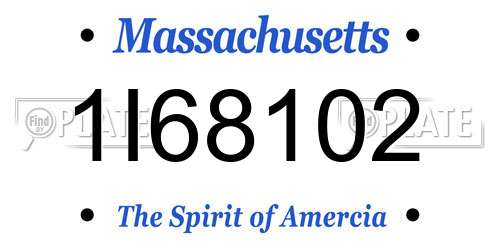 1I68102 Massachusetts License Plate