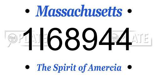 1I68944 Massachusetts License Plate