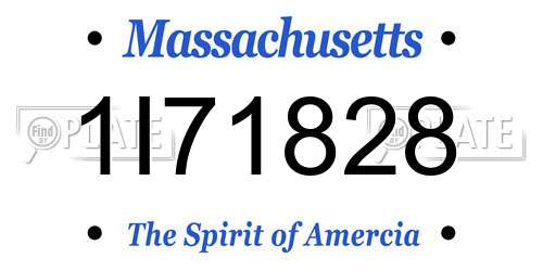 1I71828 Massachusetts License Plate