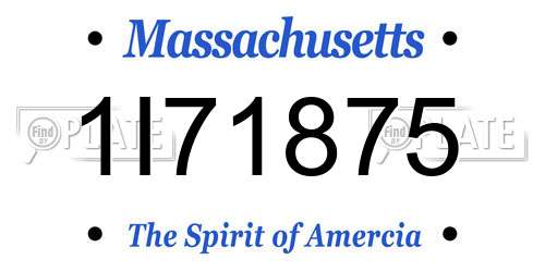 1I71875 Massachusetts License Plate