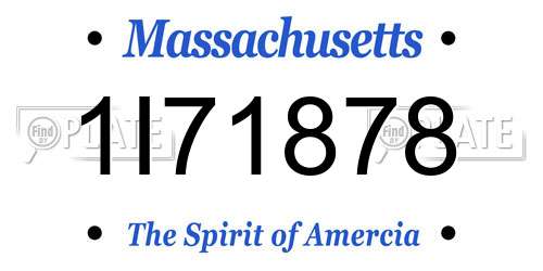 1I71878 Massachusetts License Plate