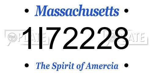 1I72228 Massachusetts License Plate