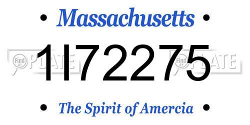 1I72275 Massachusetts License Plate