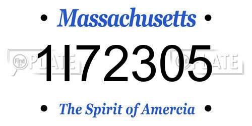 1I72305 Massachusetts License Plate