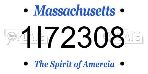 1I72308 Massachusetts License Plate
